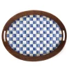 MacKenzie-Childs Royal Check Rattan & Enamel Party Tray* Outdoor Entertaining