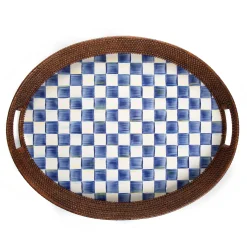 MacKenzie-Childs Royal Check Rattan & Enamel Party Tray* Outdoor Entertaining