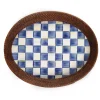 MacKenzie-Childs Royal Check Rattan & Enamel Tray - Large* Outdoor Entertaining