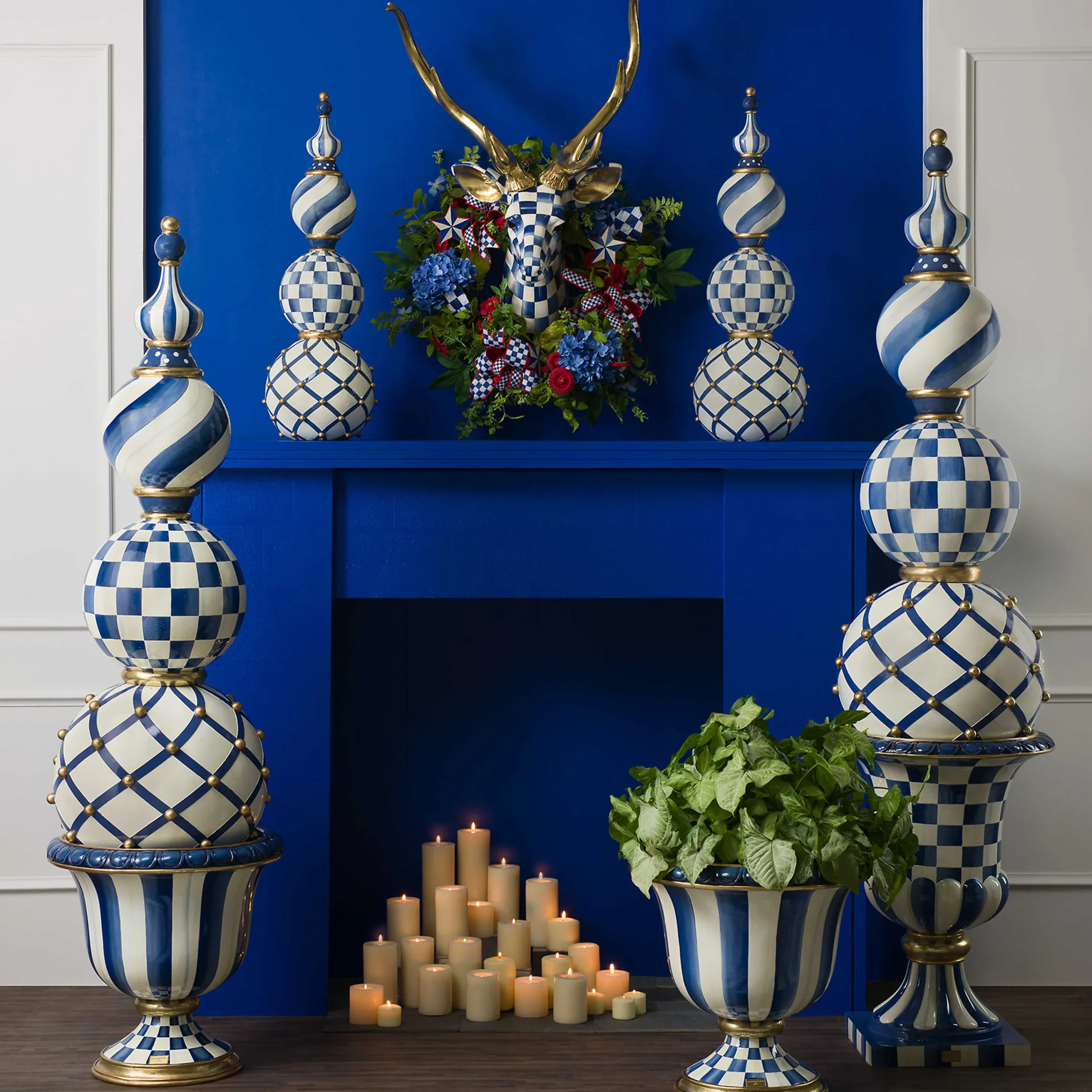 MacKenzie-Childs Royal Check Trophy Topiary* Entryway & Porch