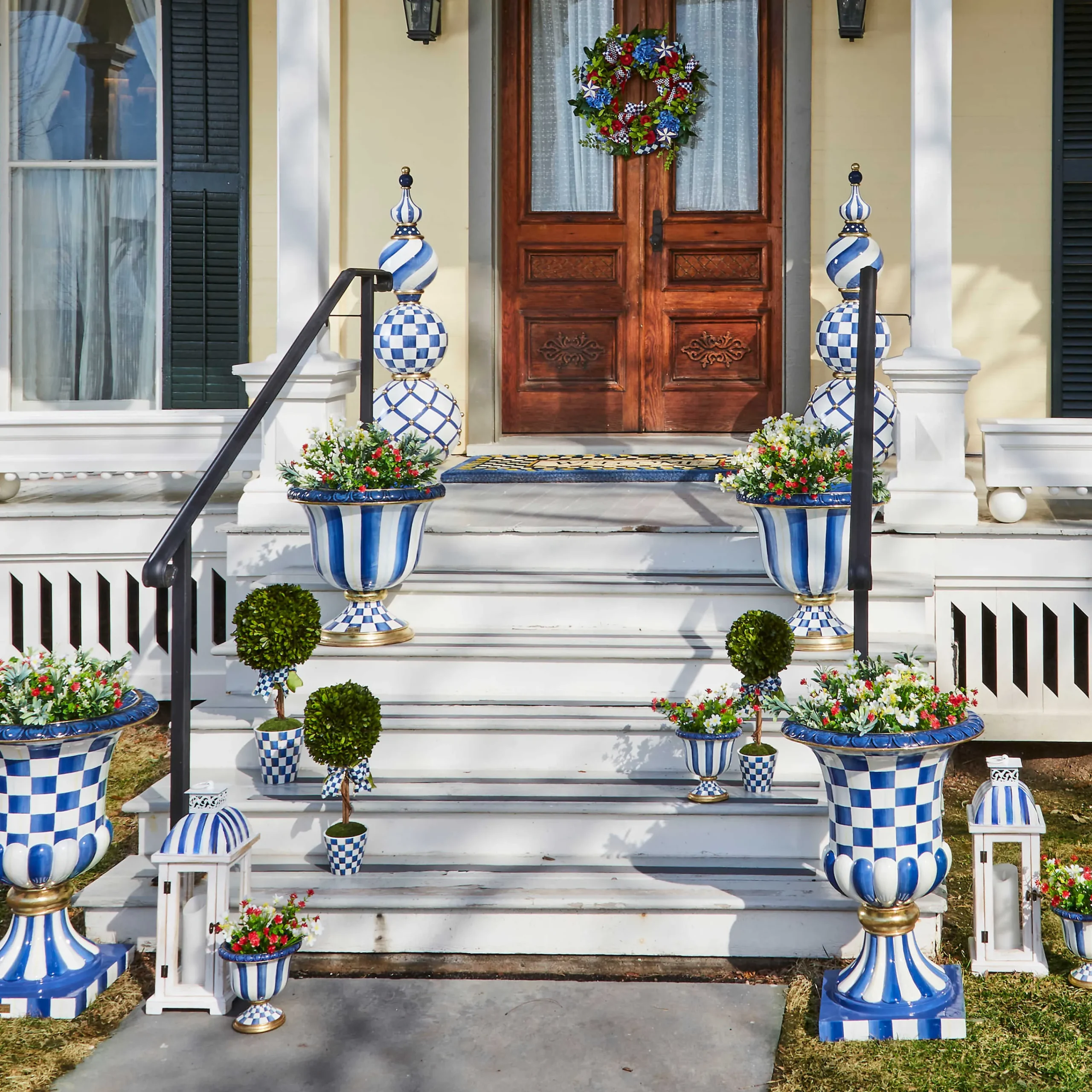 MacKenzie-Childs Royal Check Trophy Topiary* Entryway & Porch