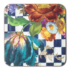 MacKenzie-Childs Royal Flower Market Cork Back Coasters - Set Of 4* Table Accessories