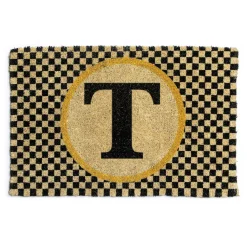 MacKenzie-Childs Single Letter Monogrammed Entrance Mat - T* Outdoor Rugs & Mats