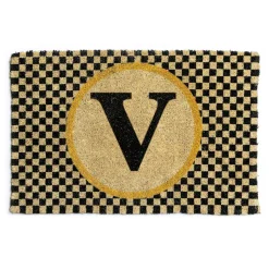 MacKenzie-Childs Single Letter Monogrammed Entrance Mat - V* Outdoor Rugs & Mats