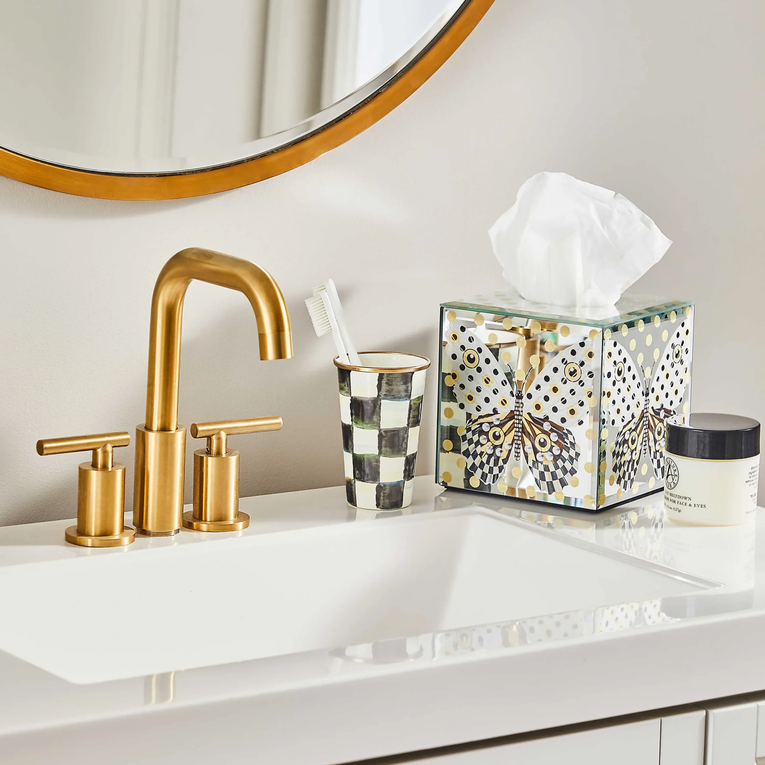 MacKenzie-Childs Spot On Butterfly Boutique Tissue Box Cover* Bed & Bath