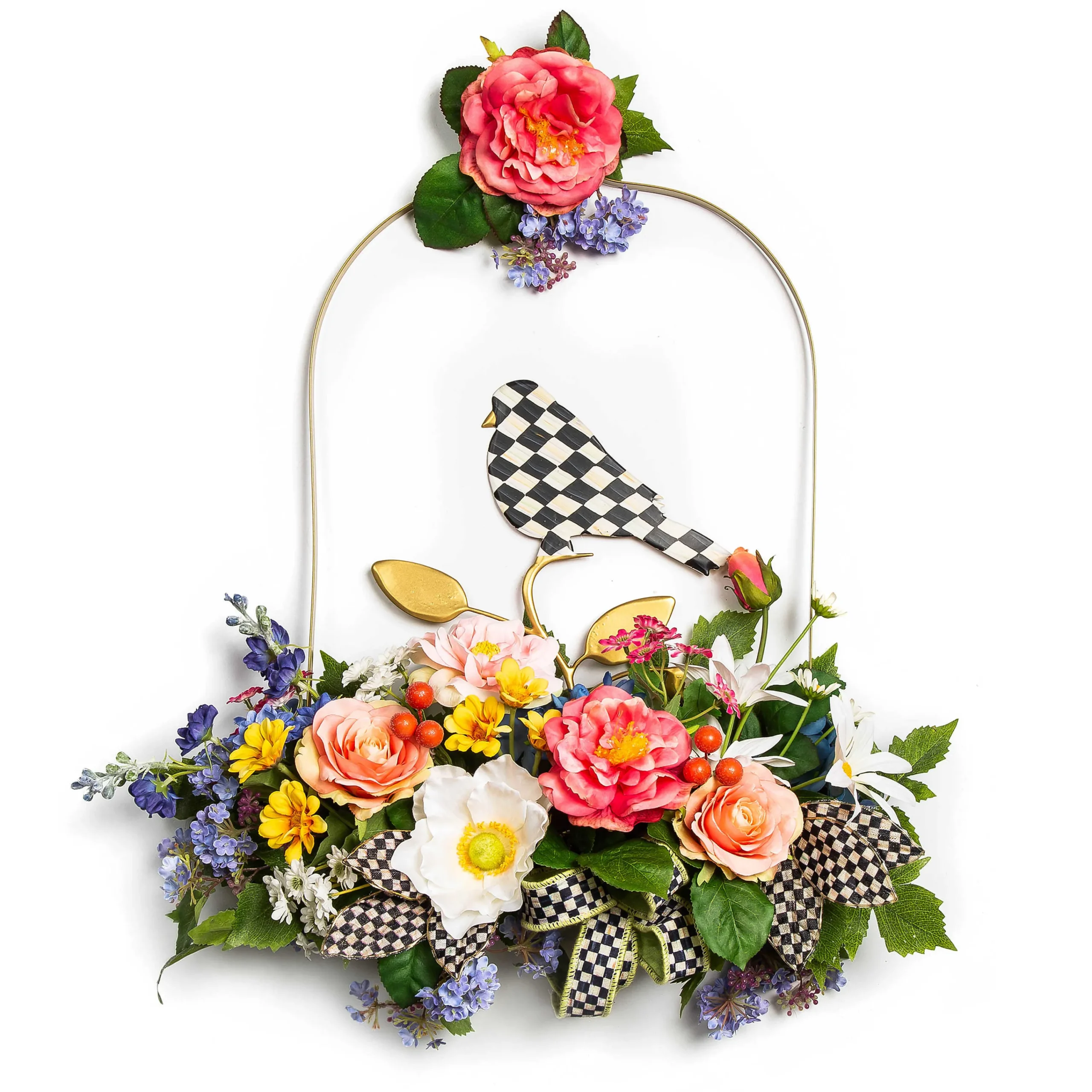MacKenzie-Childs Spring Blooms Bird Arch Wreath* Entryway & Porch