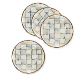MacKenzie-Childs Sterling Check Enamel Appetizer Plates - Set Of 4* Outdoor Entertaining