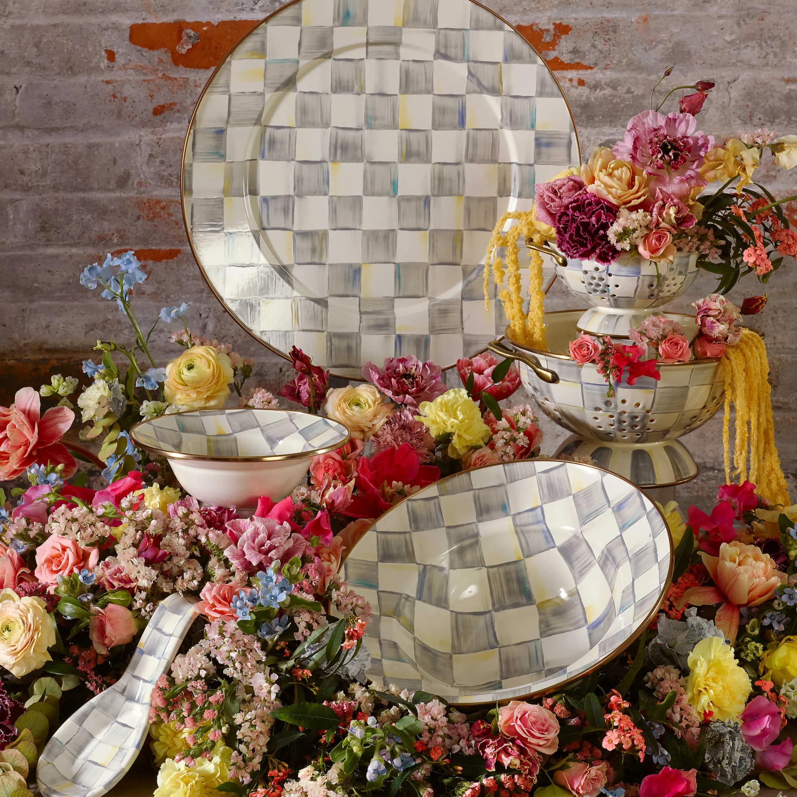 MacKenzie-Childs Sterling Check Enamel Breakfast Bowl* Outdoor Entertaining