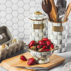 MacKenzie-Childs Sterling Check Enamel Canister - Large* Room Accents