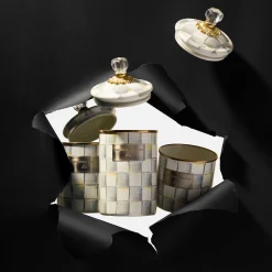 MacKenzie-Childs Sterling Check Enamel Canister - Large* Room Accents