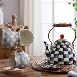 MacKenzie-Childs Sterling Check Enamel Mug* Outdoor Entertaining