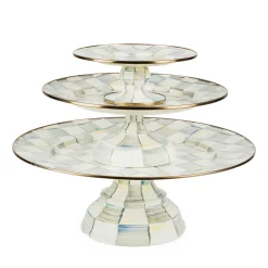 MacKenzie-Childs Sterling Check Enamel Pedestal Platter - Mini* Outdoor Entertaining