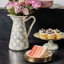 MacKenzie-Childs Sterling Check Enamel Pedestal Platter - Small* Outdoor Entertaining