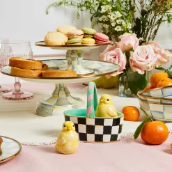 MacKenzie-Childs Sterling Check Enamel Pedestal Platter - Small* Outdoor Entertaining