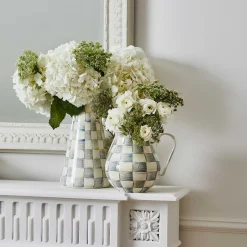 MacKenzie-Childs Sterling Check Enamel Practical Pitcher - Large* Outdoor Entertaining