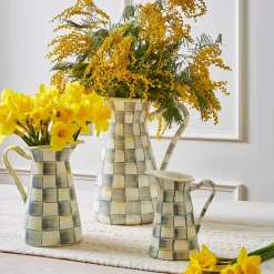 MacKenzie-Childs Sterling Check Enamel Practical Pitcher - Small* Outdoor Entertaining