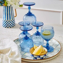 MacKenzie-Childs Sterling Check Enamel Round Tray* Outdoor Entertaining