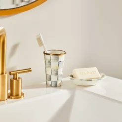 MacKenzie-Childs Sterling Check Enamel Soap Dish* Bed & Bath