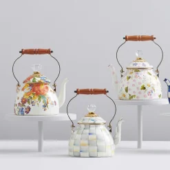 MacKenzie-Childs Sterling Check Enamel Tea Kettle - 2 Quart* Tea Kettles