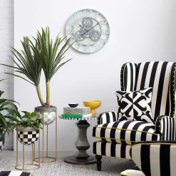 MacKenzie-Childs Sterling Check Farmhouse Wall Clock - Small* Room Accents