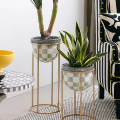 MacKenzie-Childs Sterling Check Plant Stand - Short* Pots & Planters