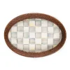 MacKenzie-Childs Sterling Check Rattan & Enamel Tray - Small* Outdoor Entertaining