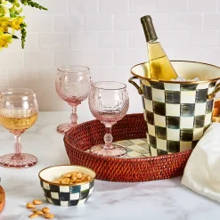 MacKenzie-Childs Sterling Check Rattan & Enamel Tray - Large* Outdoor Entertaining