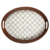 MacKenzie-Childs Sterling Check Rattan & Enamel Party Tray* Outdoor Entertaining