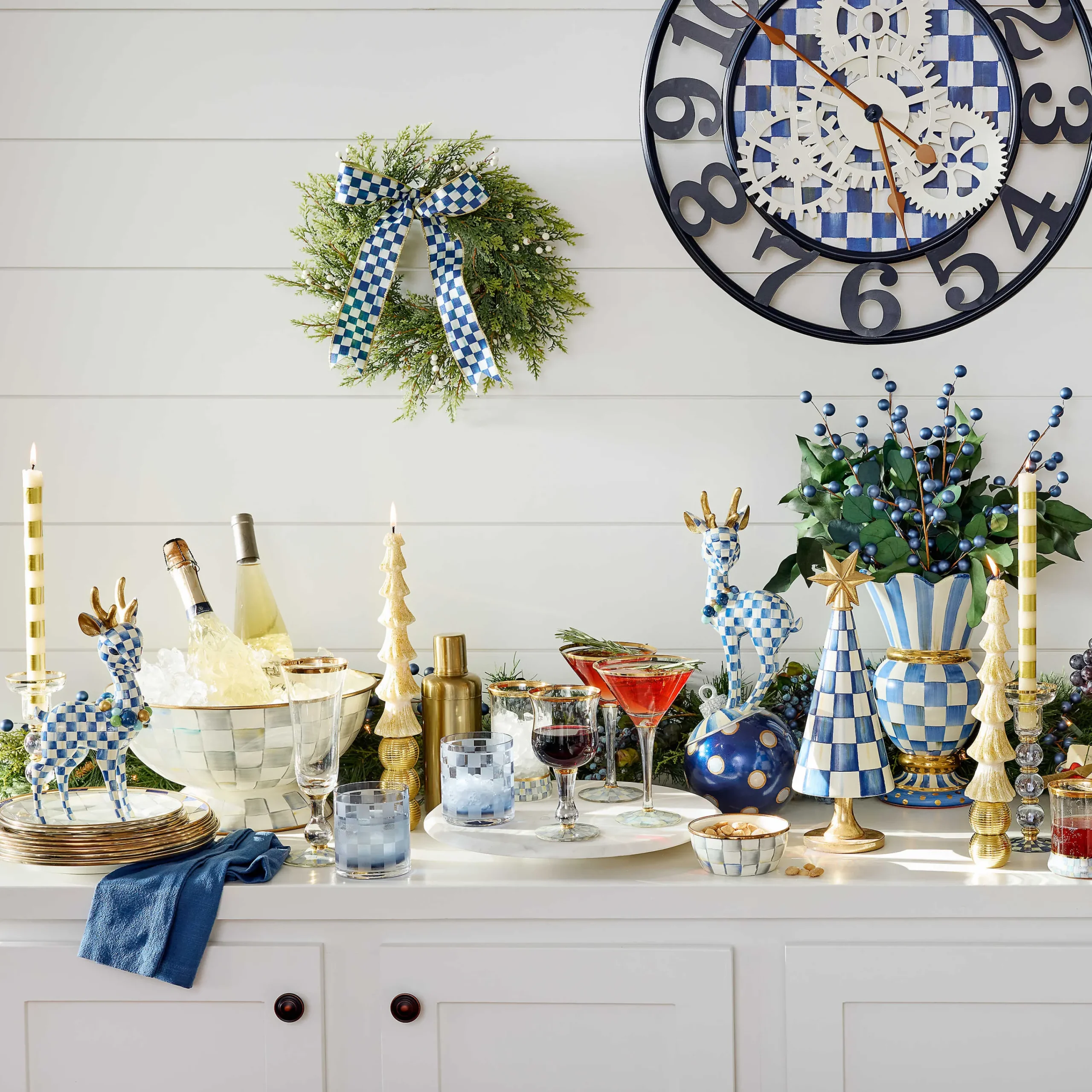 MacKenzie-Childs Sterling Check Wine Glass* Drinkware & Bar