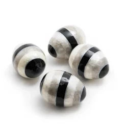 MacKenzie-Childs Sterling Stripe Eggs - Set Of 4* Room Accents