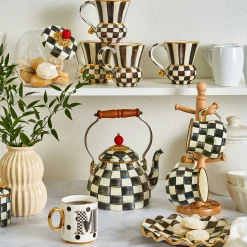 MacKenzie-Childs Sweets Jar With Courtly Check Enamel Lid* Kitchen Storage & Organization