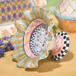 MacKenzie-Childs Taylor Fluted Rim Compote - Odd Fellows* Outdoor Entertaining