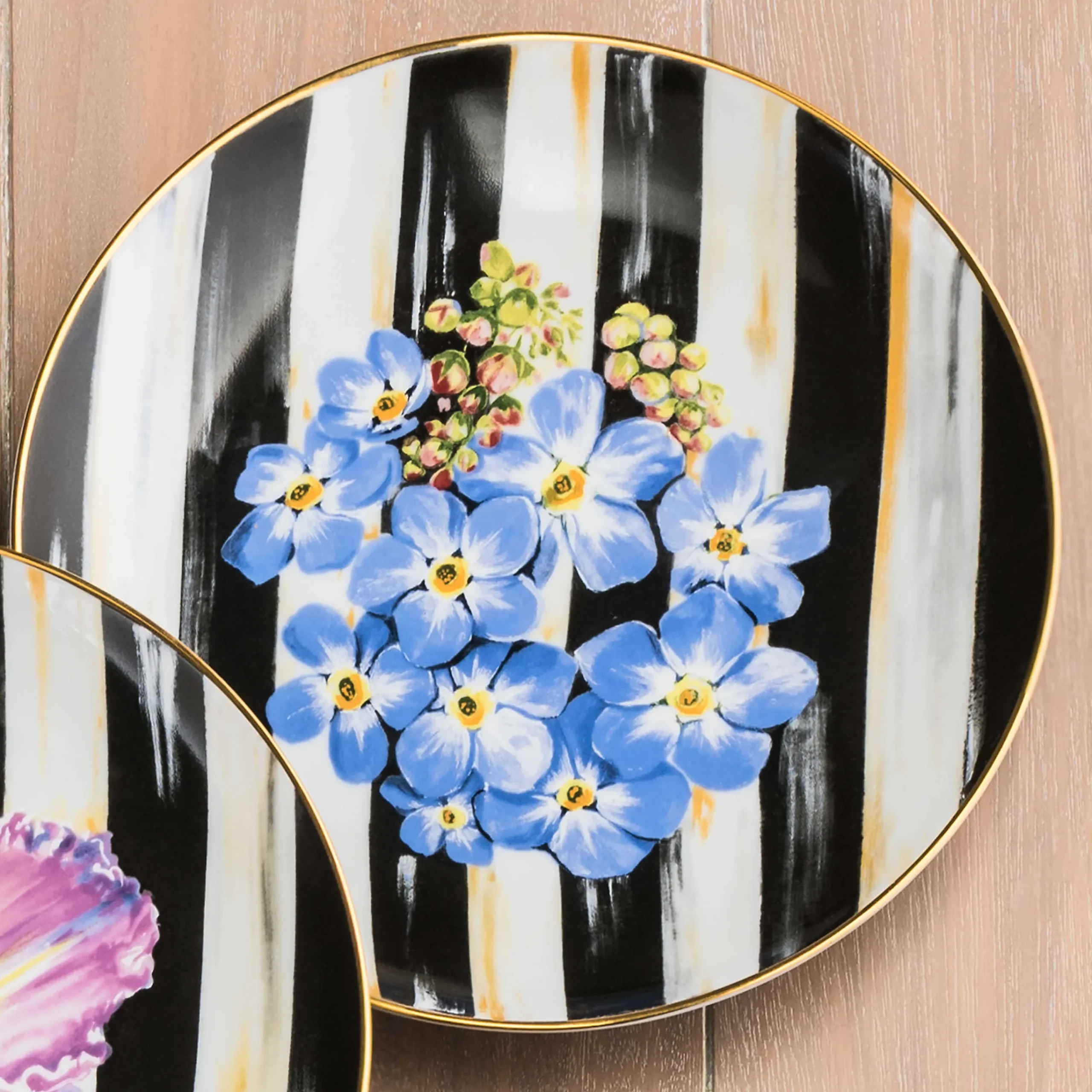 MacKenzie-Childs Thistle & Bee Salad Plate - Forget-Me-Not* Outdoor Entertaining