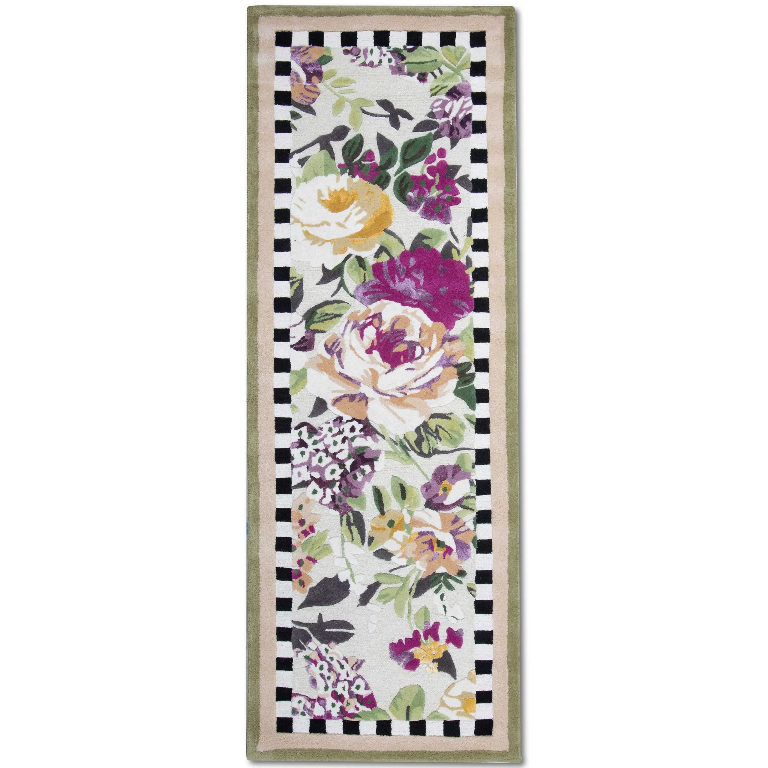 MacKenzie-Childs Tudor Rose Rug - 2'8" X 8' Runner - Silver Fern* Rugs