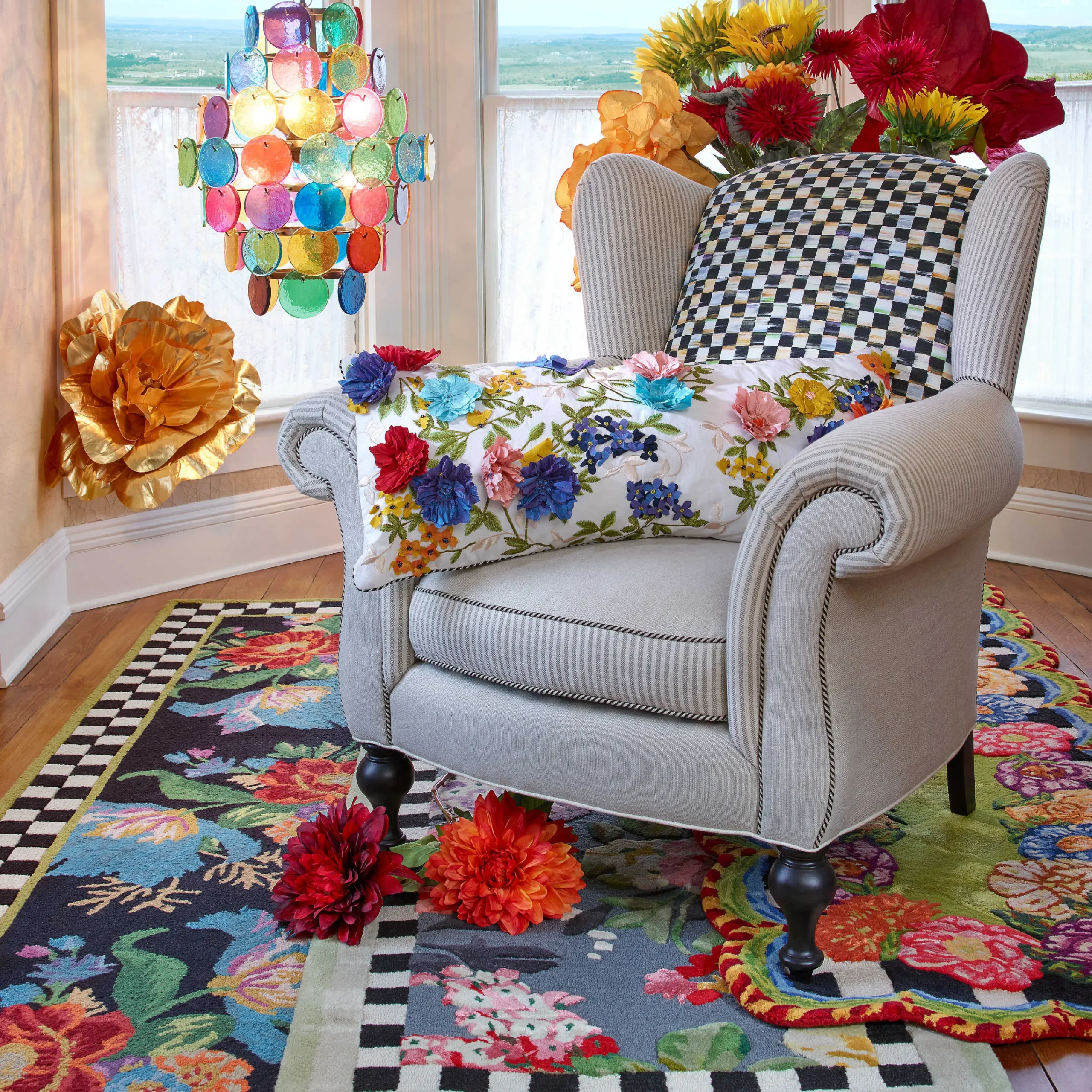 MacKenzie-Childs Tudor Rose Rug - 2'8" X 8' Runner* Rugs