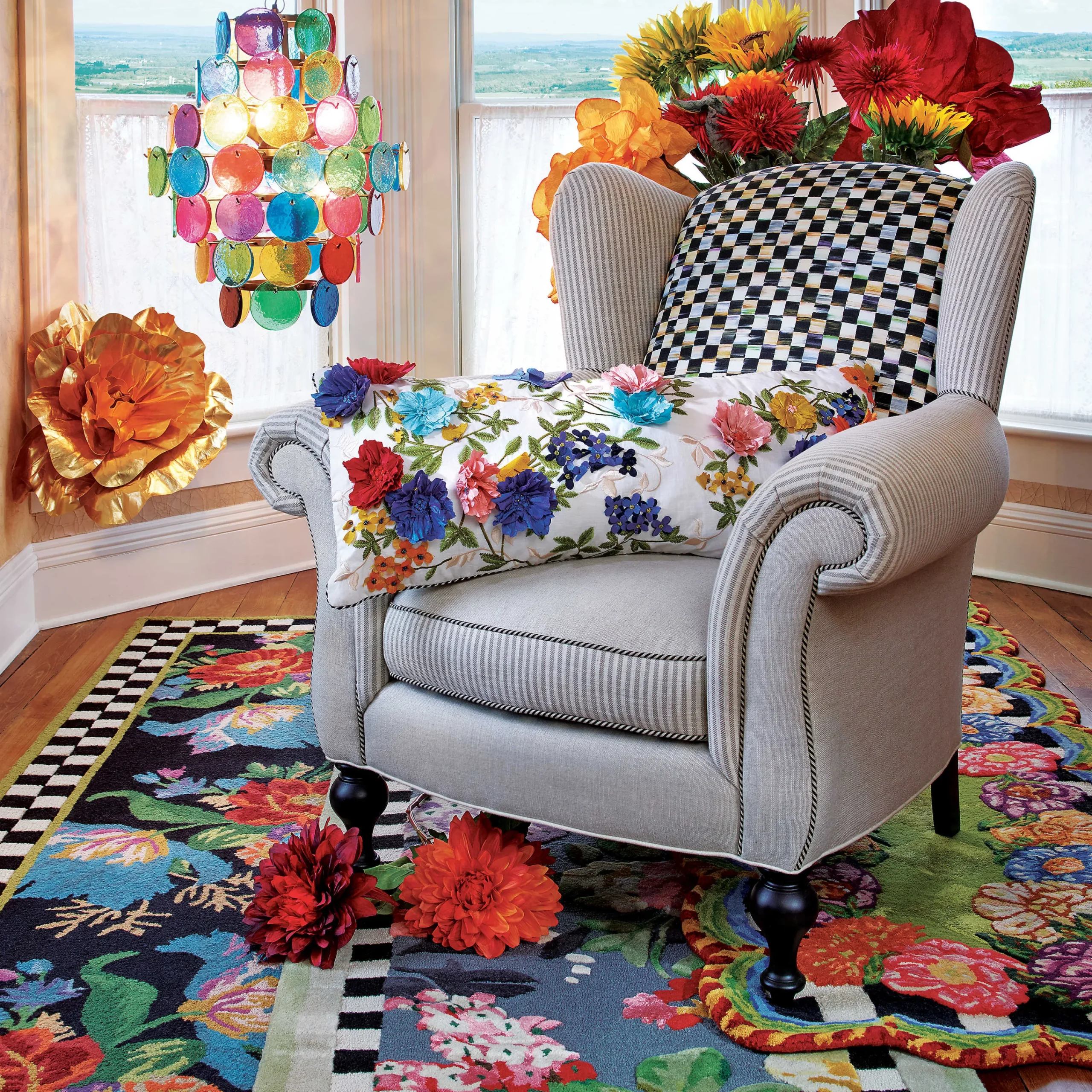 MacKenzie-Childs Tudor Rose Rug - 2'8" X 8' Runner* Rugs