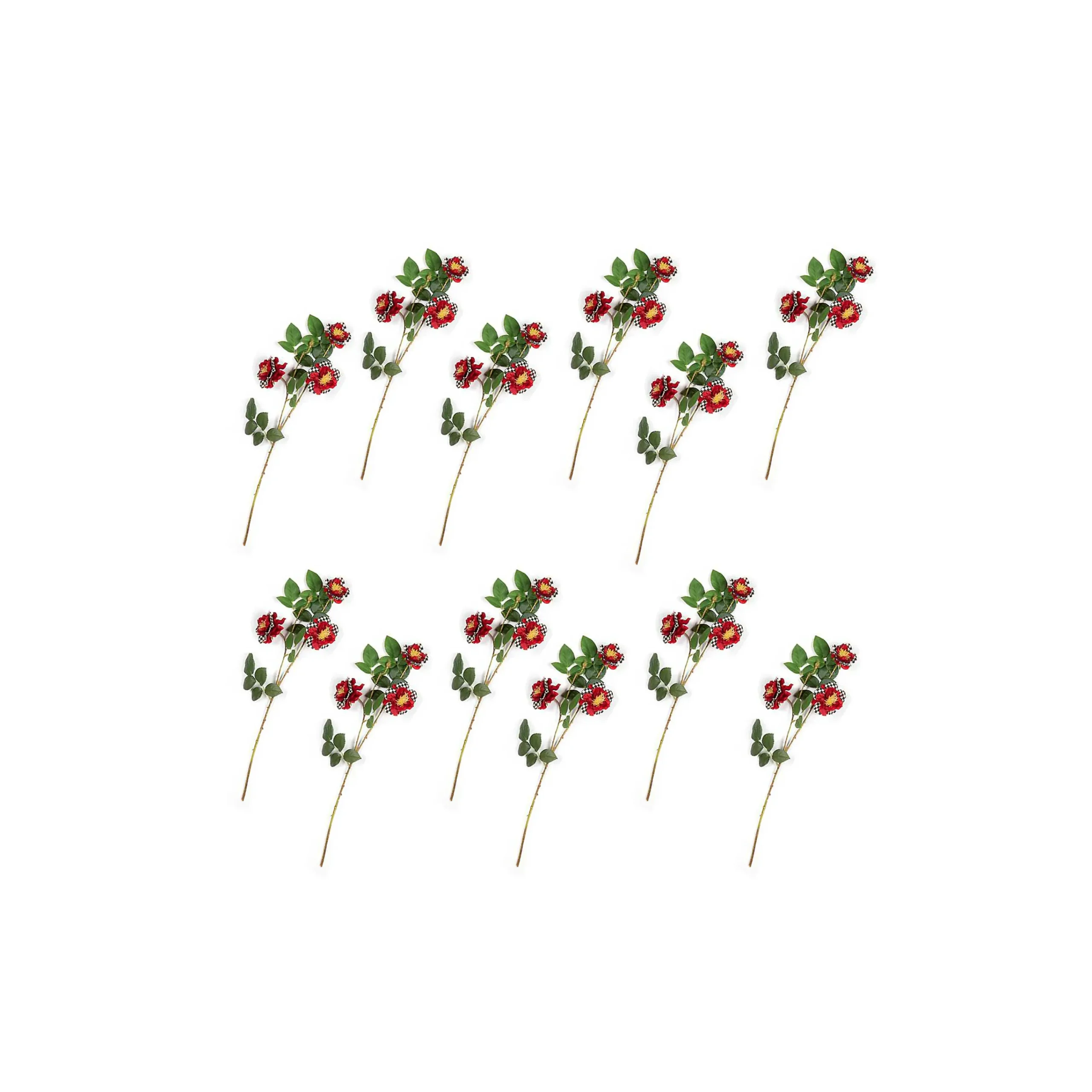 MacKenzie-Childs Wild Rose Spray Bouquet - Red - Set Of 12* Greenery & Florals