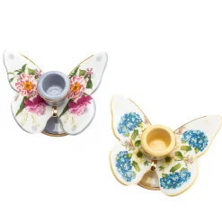 MacKenzie-Childs Wildflowers Butterfly Candle Holders - Set Of 2* Candles & Fragrances