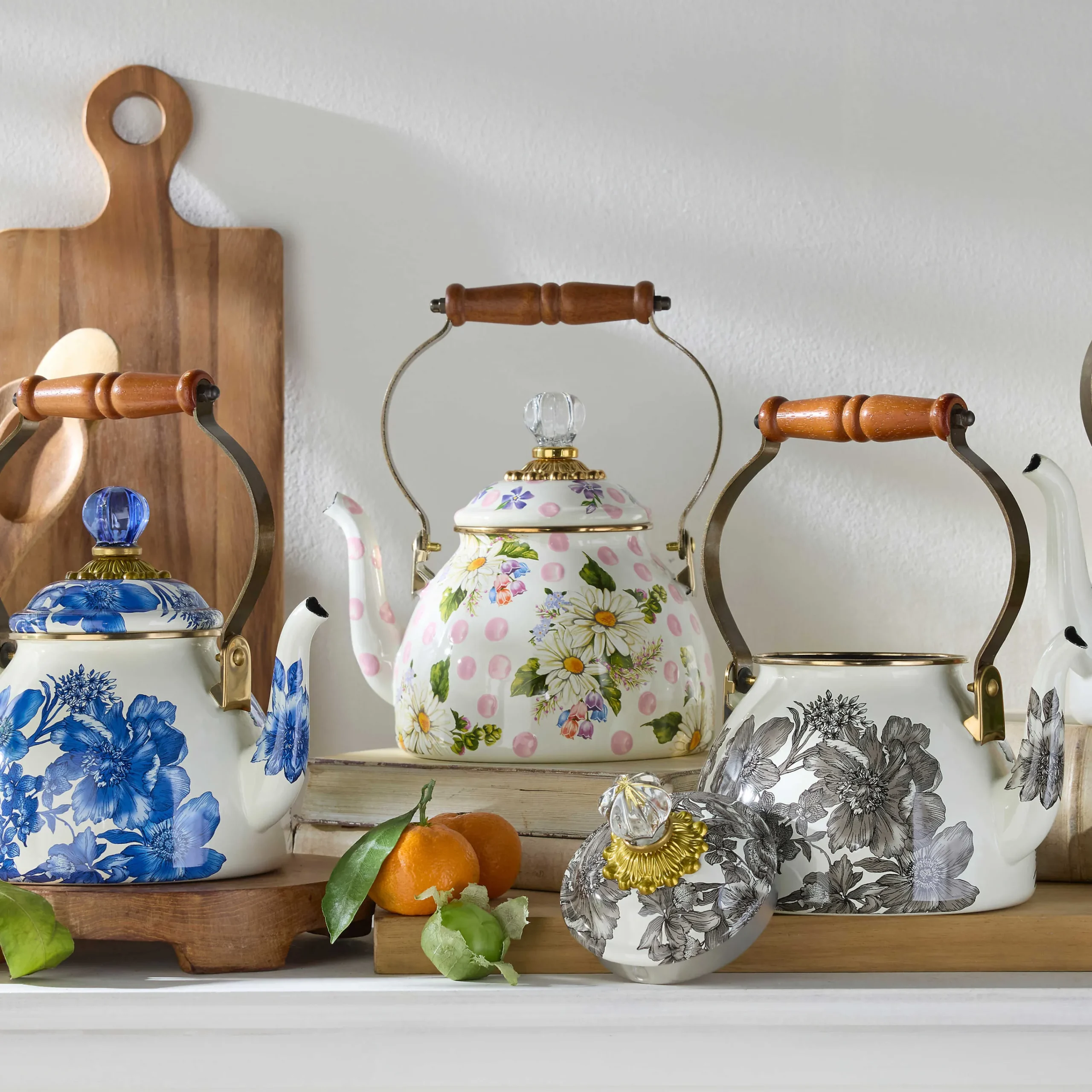 MacKenzie-Childs Wildflowers Enamel 2 Qt Tea Kettle - Pink* Tea Kettles