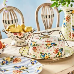MacKenzie-Childs Wildflowers Enamel Cake Carrier - Pink* Outdoor Entertaining