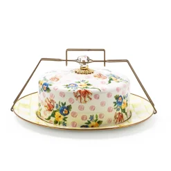 MacKenzie-Childs Wildflowers Enamel Cake Carrier - Pink* Outdoor Entertaining
