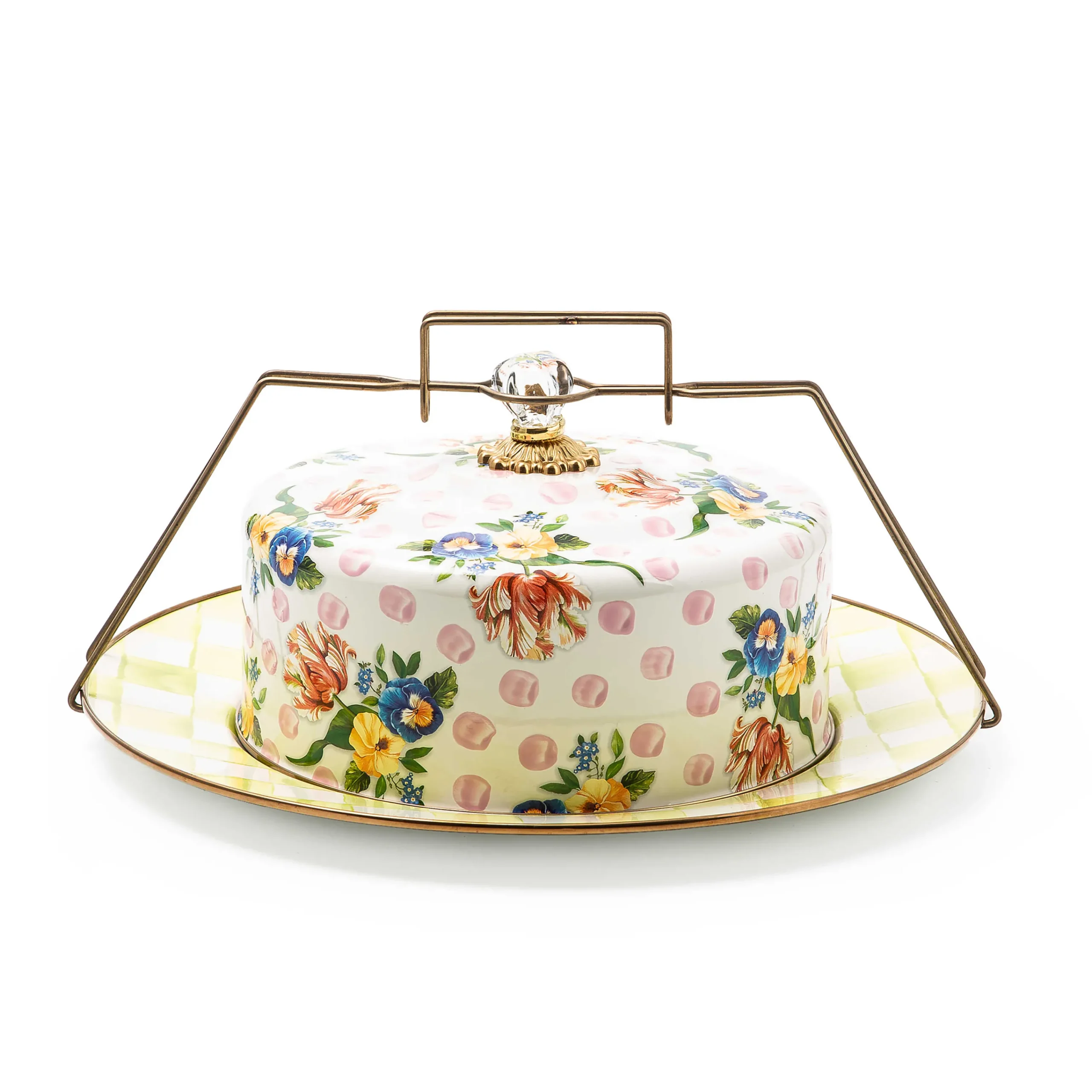 MacKenzie-Childs Wildflowers Enamel Cake Carrier - Pink* Outdoor Entertaining
