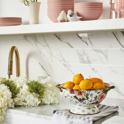 MacKenzie-Childs Wildflowers Enamel Large Colander - Blue* Kitchen Utensils & Tools