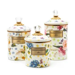 MacKenzie-Childs Wildflowers Enamel Medium Canister - Blue* Kitchen Storage & Organization