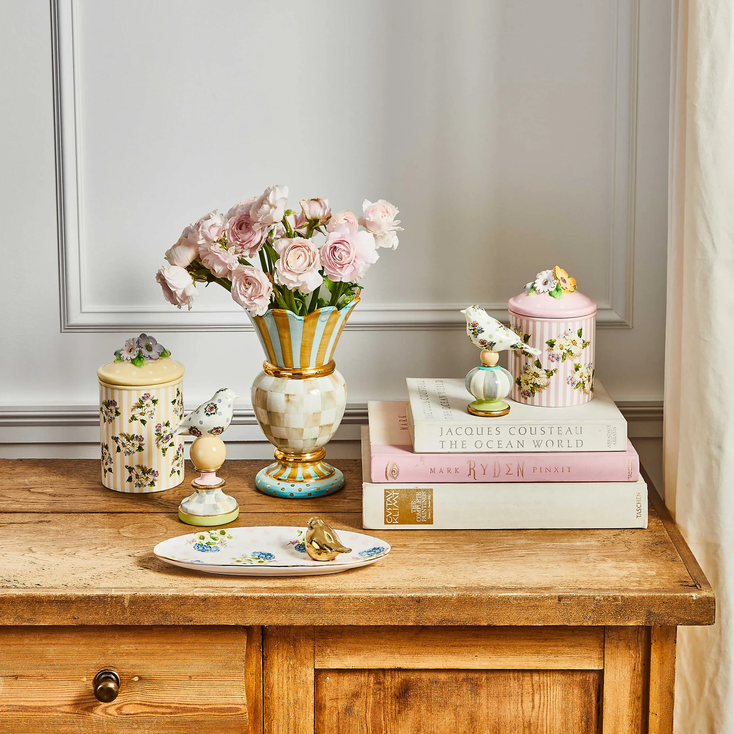 MacKenzie-Childs Wildflowers Small Canister - Pink* Kitchen Storage & Organization