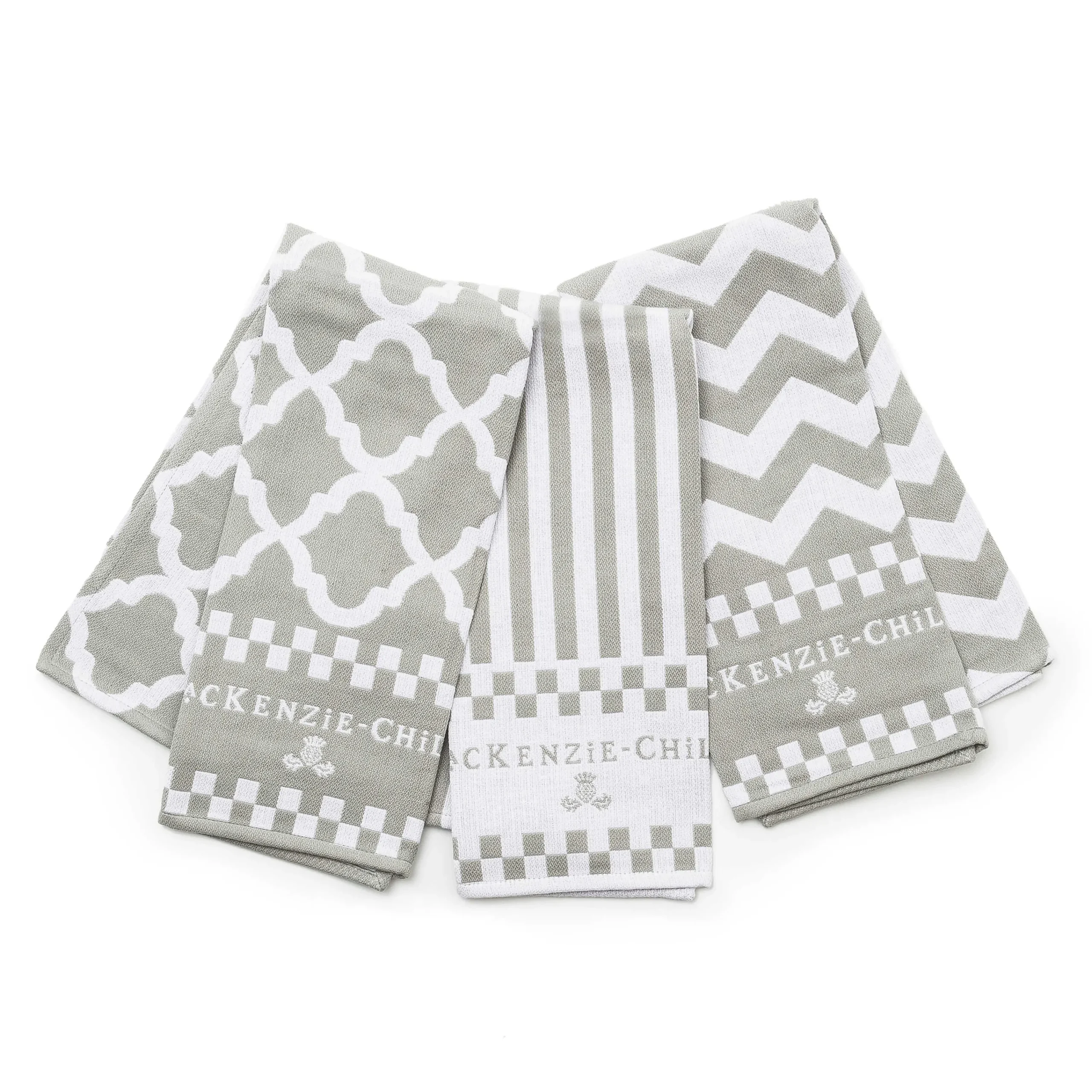 MacKenzie-Childs Zig Zag Dish Towels - Sterling - Set Of 3* Kitchen & Table Linens