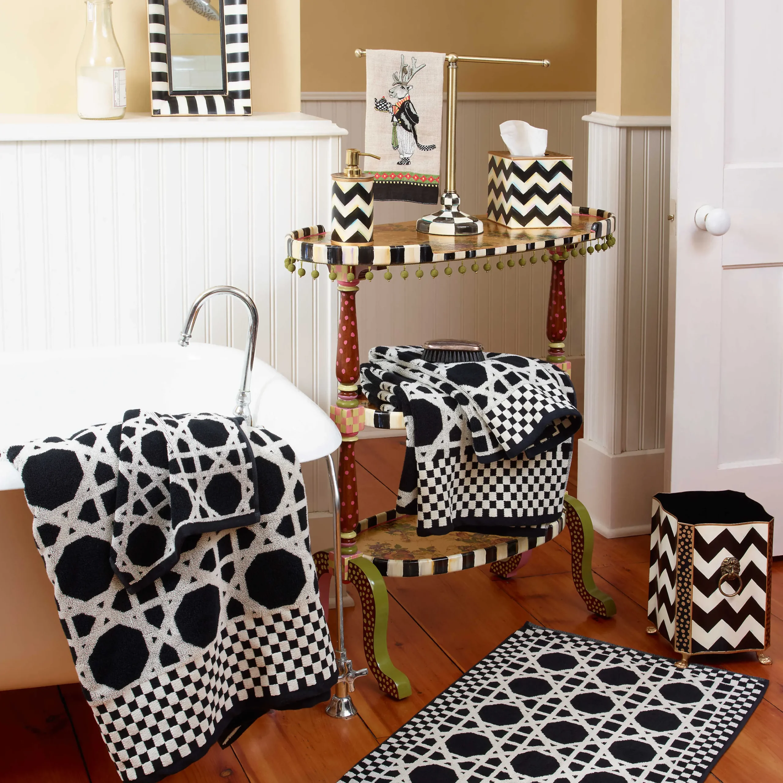 MacKenzie-Childs Zig Zag Waste Bin* Room Accents
