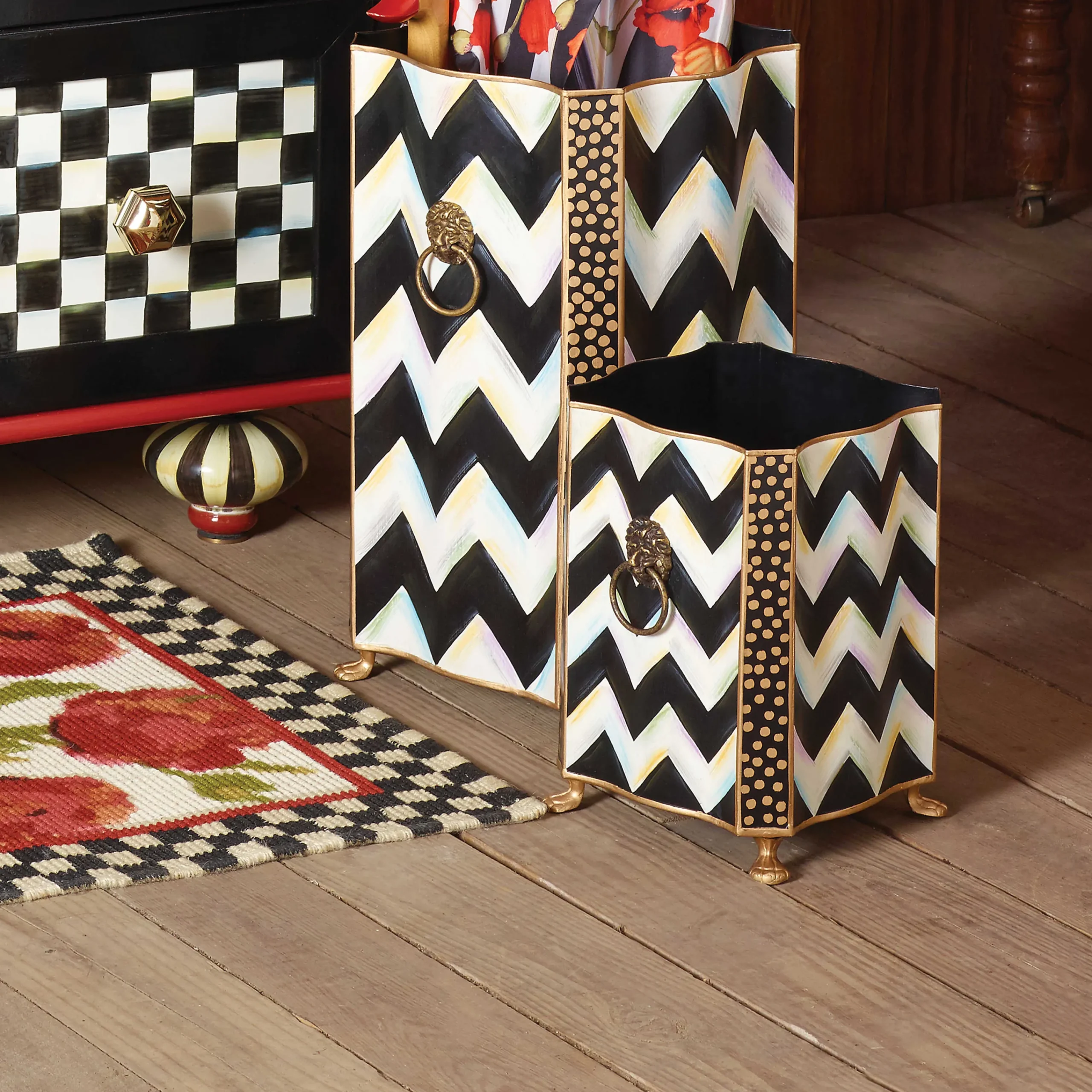MacKenzie-Childs Zig Zag Waste Bin* Room Accents