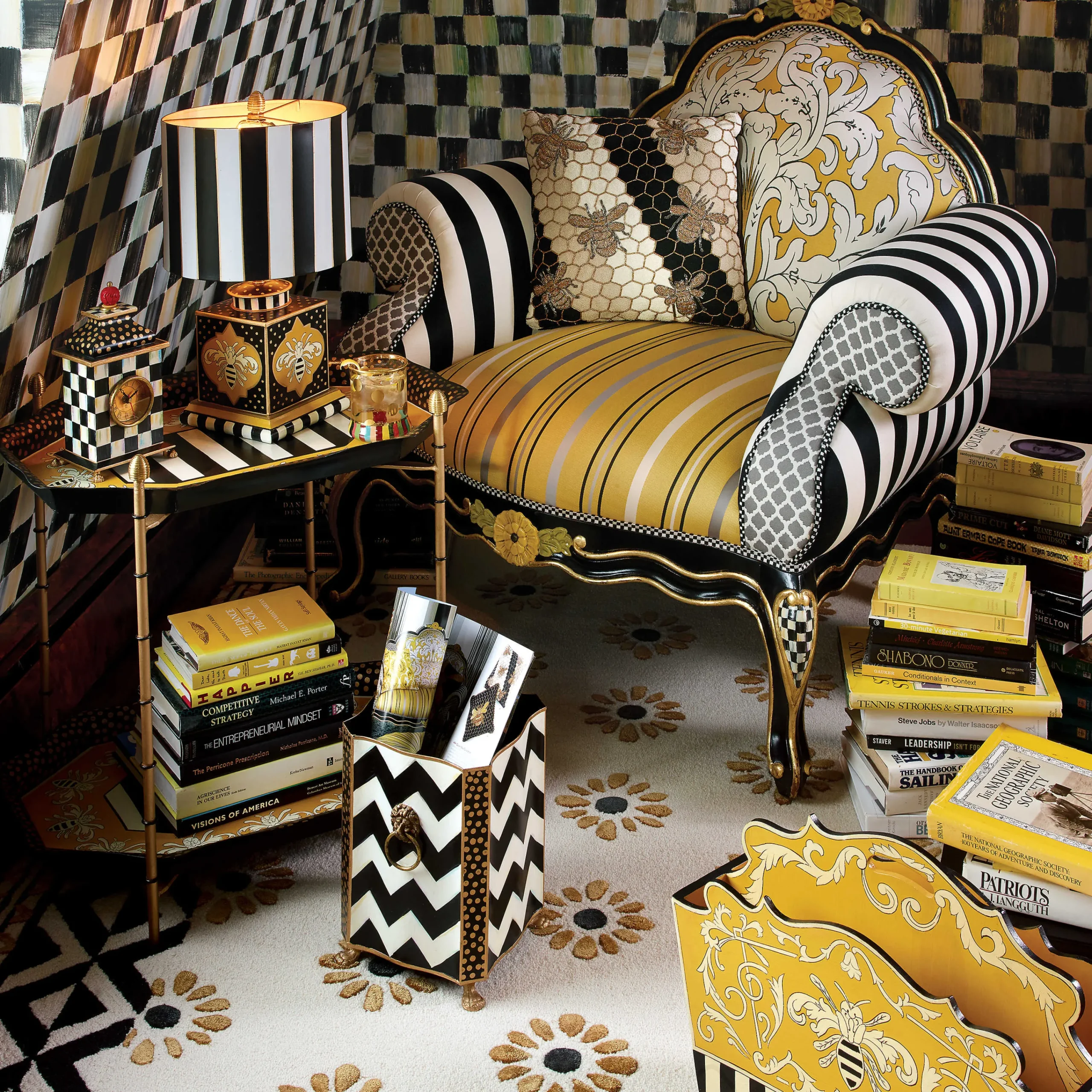 MacKenzie-Childs Zig Zag Waste Bin* Room Accents