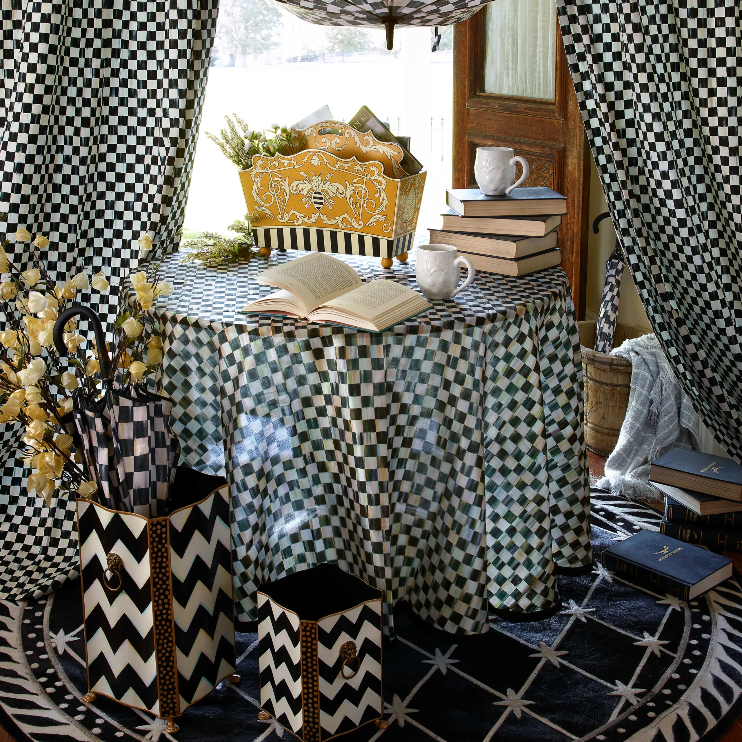 MacKenzie-Childs Zig Zag Waste Bin* Room Accents